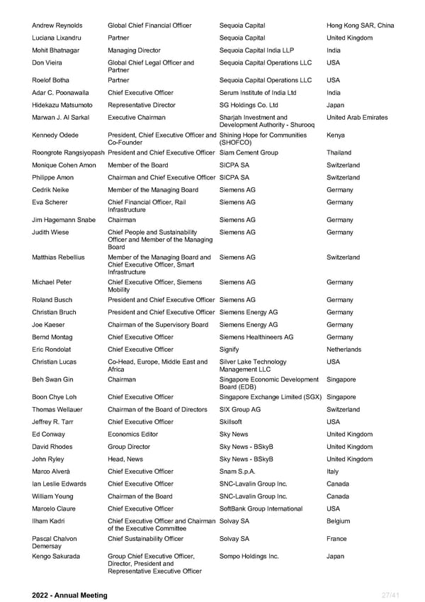 WEF Official Participants List 2022 - Page 27